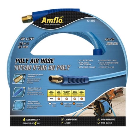 Amflo Amflo 25 ft. L Polyurethane Air Hose 300 psi Blue AMFL1225E